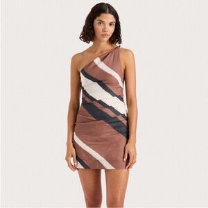 Faithfull the Brand Marga Gathered Linen Mini dress in future stripe